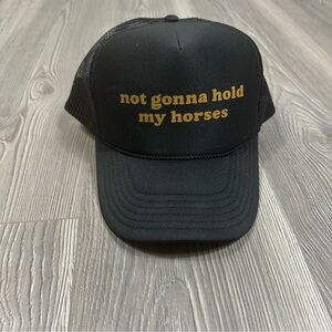Bottom Shelf Caps Black Trucker Hat Western Saying Adjustable